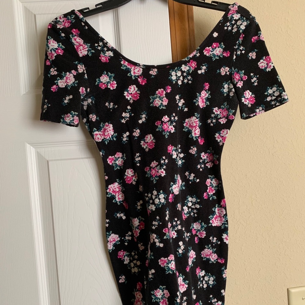 black floral print mini dress